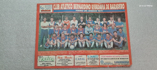 Póster Club Atlético Bernardino Rivadavia De Baradero 90/91 (Usado)