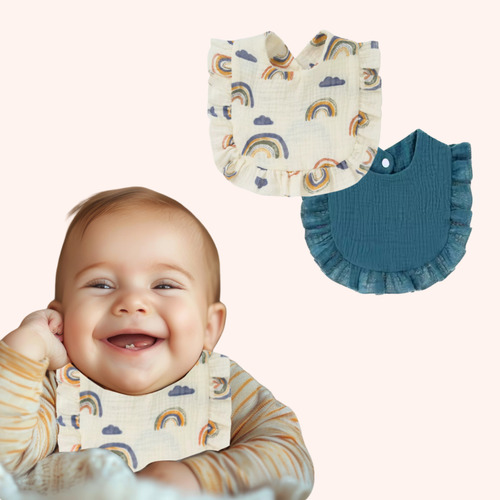 Babador Bebê Menino E Menina Introdução Alimentar - 2 Unid Azul