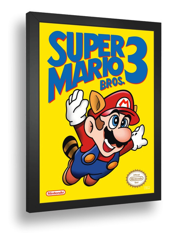 Quadro Decorativo Poste Super Mario 3 Classico Nintendo A3