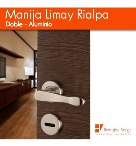 Imagen 4 de 10 de Manija Limay Rialpa Picaporte Doble Balancin Puerta Aluminio