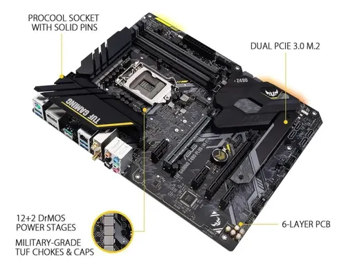 Soquete De Placa-mãe Asus Tuf Gaming Z490-plus (wi-fi) Lga12