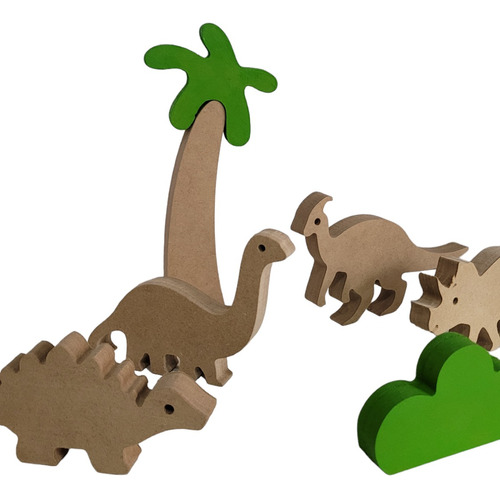 Dinosaurios Dinos Figuras De Madera Infantil Didáctico