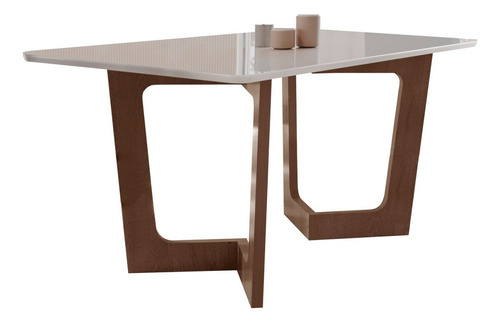 Conjunto Sala De Jantar Nápoles Tampo Vidro/mdf Com 6