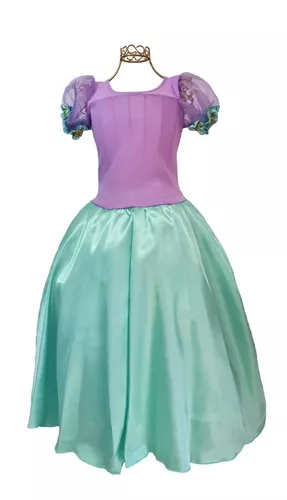 Fantasia Vestido de Sereia Ariel Infantil de Luxo