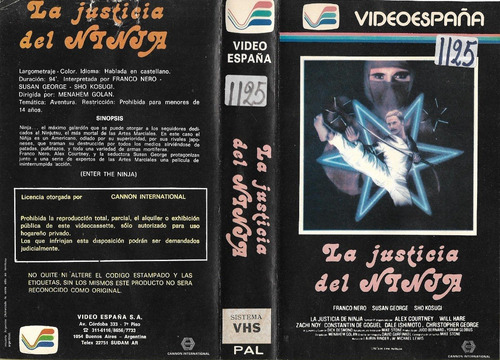 La Justicia Del Ninja Vhs Franco Nero Enter The Ninja 1981