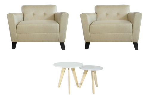 Set Mesas Ratonas+ Dos Sillones Individual Combo Living