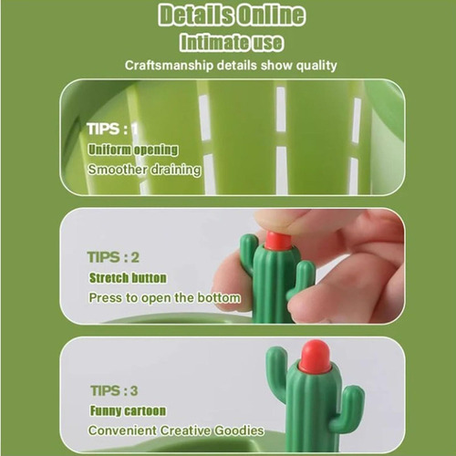 Colador De Fregadero Cactus, Cesta Vacía Automática