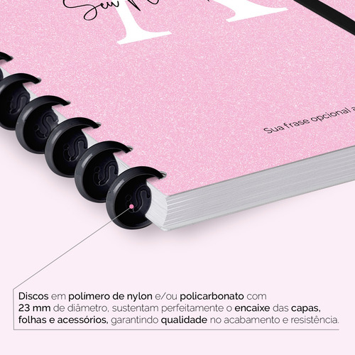Caderno Disco Personalizado Inteligente 17x23 Areia Magenta