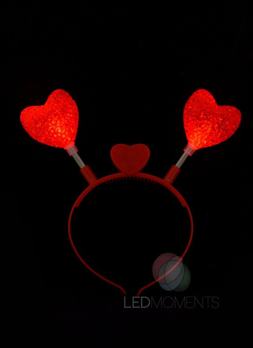 Imagen 2 de 5 de Vincha Resorte Corazón Doble Luminosa Led Premium X 6