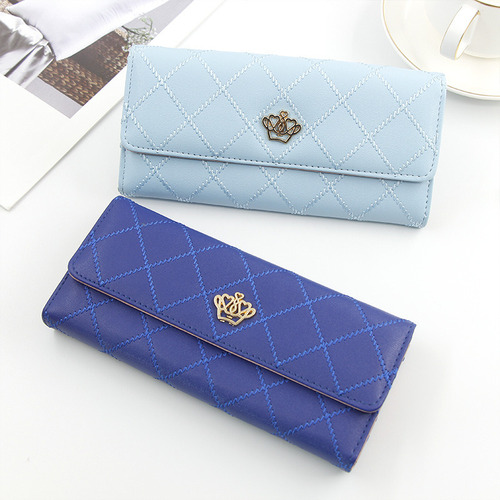 Cartera Larga De Moda For Mujer Con Corona Y MĂșltiples Tarj