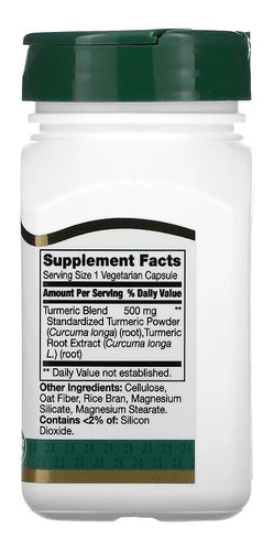 Imagem 2 de 5 de Turmeric, Complexo De Cúrcuma Importado 500mg - 60cps