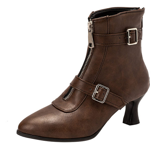 Botine Invierno Para Mujer Comodo Tacon Grueso Estilo Bloque