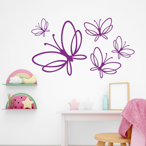 Vinilo Para Pared - Pack De Mariposas