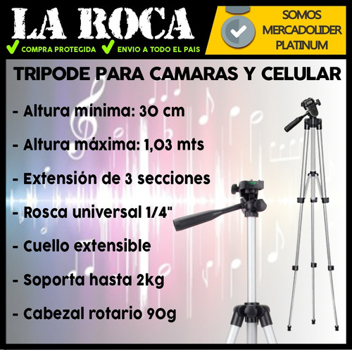 Imagen 4 de 10 de Tripode Camaras Extensible Profesional Metalico Cuotas