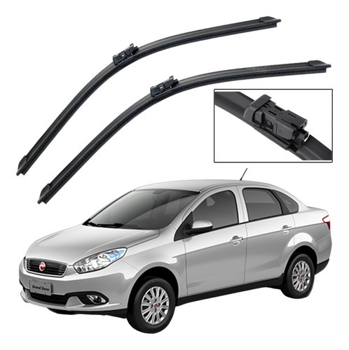 Par Palheta Limpador Parabrisa Silicone Fiat Grand Siena