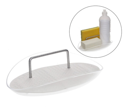 Porta Detergente Y Esponja De Cocina Blanco Metaltru