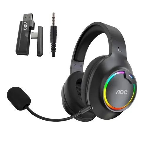 Fone de Ouvido AOC ACG2532 Gamer Tri-Mode Sem Fio com Microfone Destacável e RGB