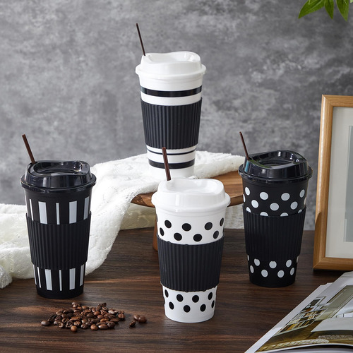 Pickmesh 12 Conjuntos Tazas De Café Reutilizables Con Tapas