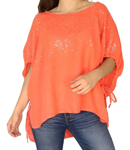 Blusa Amplias Lino Con Brillo Italiana Importadas Exclusivas