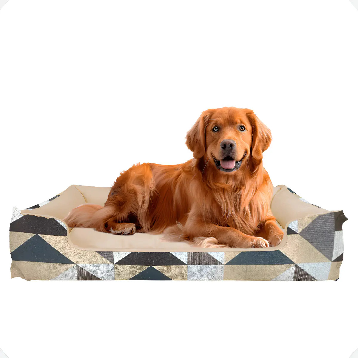 Cama Pet Extra Grande Xg Lavável Cachorro Porte Grande Cor Triângulo Cáqui