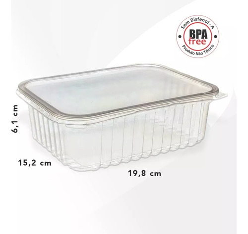 Pote Retangular 1000ml Freezer E Microondas 144un - Prafesta
