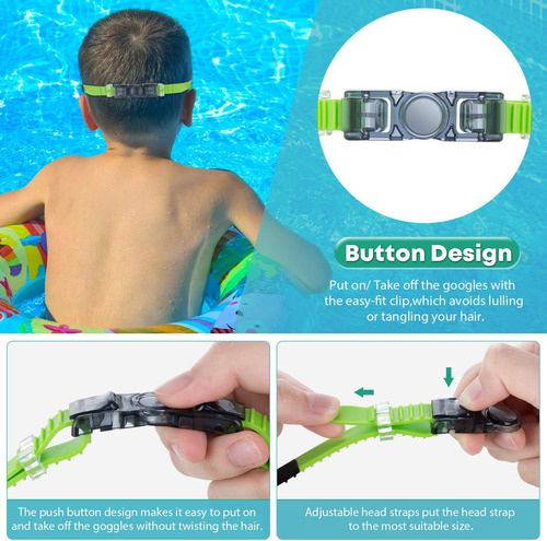 Gafas De Natacion Portzon Wide View, Unisex Para Ninos An...
