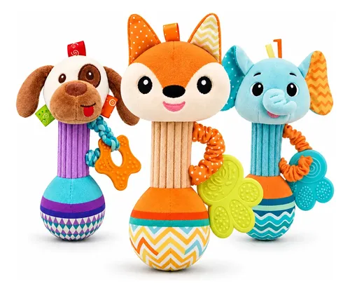 Chocalho Mordedor De Bebe Pelúcia Brinquedo Infantil Raposa