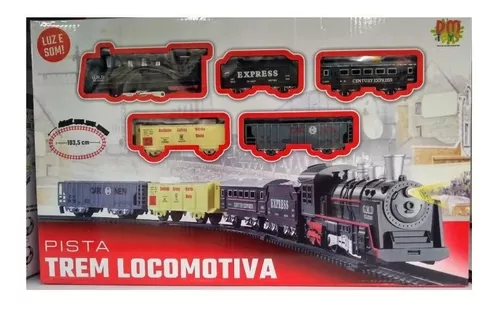 Ferrorama Trem A Pilhas Máquina Locomotiva Pista Som E Luz