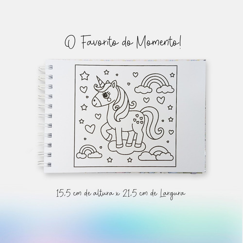 Livro De Colorir Unicórnios Fofos Capa Dura Colorido 50fls Desenhos Variados