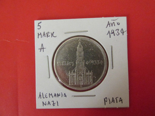 Moneda Alemania 5 Mark De Plata Tercer Reich Año 1934 Escasa