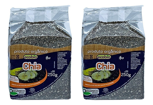 Kit 2 Chia Em Grãos Orgânica Super Qualidade 67%ferro Ecobio