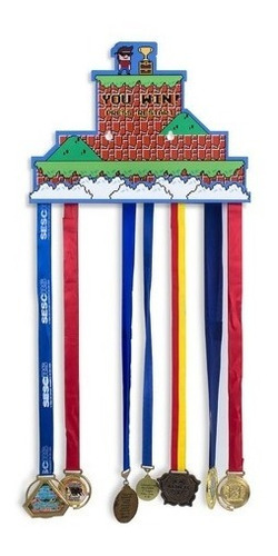Porta Medalhas Super Mario Bros Pixel De Parede - Geguton