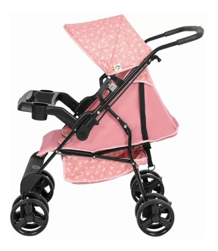 Carrinho de bebê de paseio Tutti Baby Solare rosa coroa com chassi de cor preto