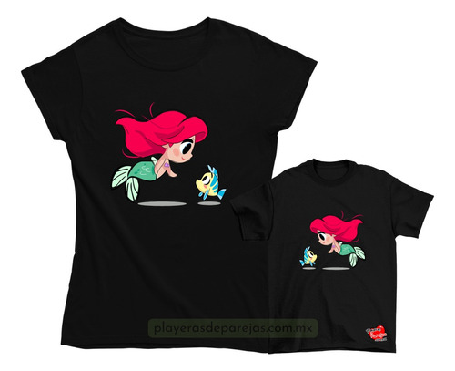 Playeras Para Mamá E Hija Dúo Princesas La Sirenita Ariel