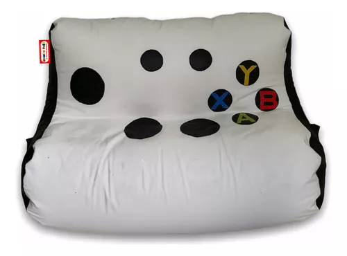 Sillon Puff Soccer Mediano Blanco Con Negro 75 Cm Diametro