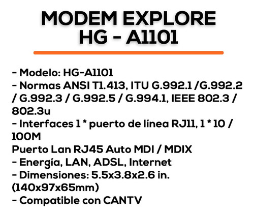 Imagen 3 de 10 de Modem Adsl2+ Explorer Banda Ancha Aba Cantv Tienda Bagc