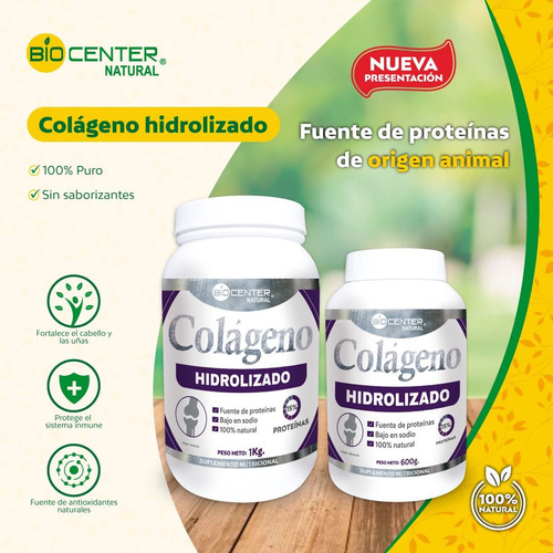 Colageno Hidrolizado Biocenter Natural 100% Puro 1 Kg
