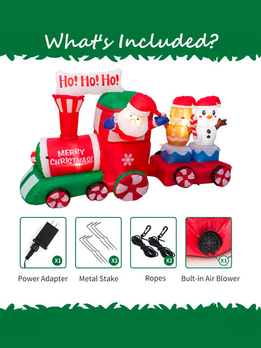 Tren Inflable Navidad Santa Claus 1.7m Decoracion Exteriores