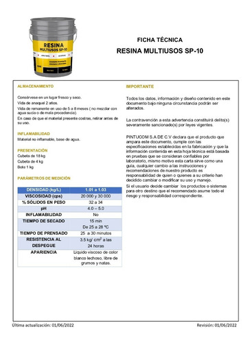 Resina Sp-10, Multiusos 4 Kg