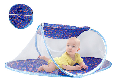 Cuna Slim Company Cama Moises Plegable Portátil Mosquitero Para Bebé Color Azul Diseño Floreado