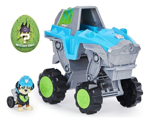 Paw Patrol Vehiculo Dino Rescue Rexs Con Figura Color Azul Personaje Rex