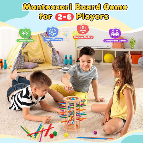 Montessori Juegos De Mesa Para Niños De 4-6-8-12, 48 Palos D