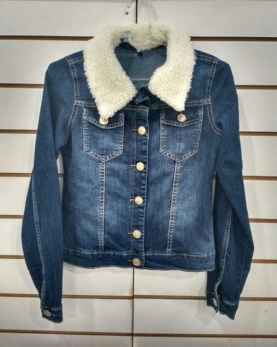 Jaqueta Jeans Feminina Com Gola De Pelo Removível + Brinde | Mercado Livre