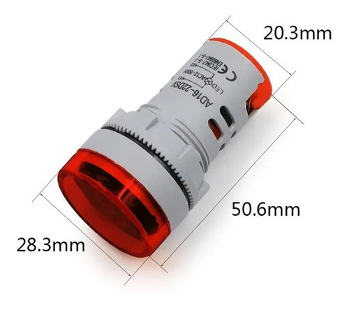 Imagen 3 de 5 de Voltimetro Digital Piloto Led 22mm 50-500 Vac Lampara Luz