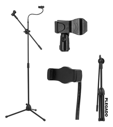 Pedestal Para Microfono Soporte Celular Con Boom Tripie