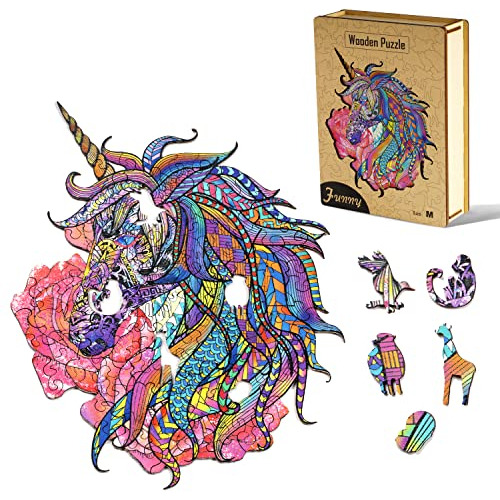 Wooden Puzzles For Adults - Unicorn Jigsaw Puzzle 198 P...