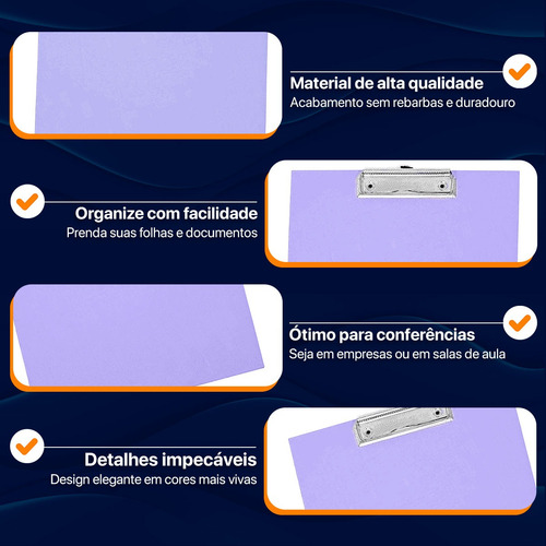 Kit 2 Prancheta A4 Mdf Lilas Ofício Prendedor Metal Trabalho