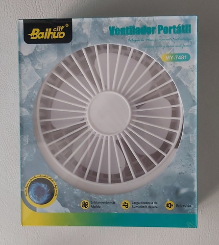 Mini Ventilador De Mesa Portátil, Com Cabo Usb Branco