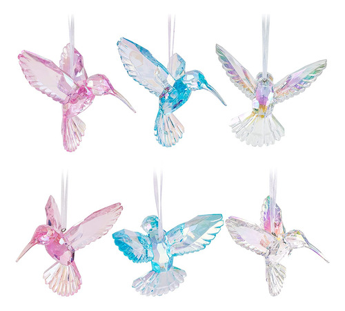 6 Piezas De Adornos Navideños De Colibrí, Colgantes D...