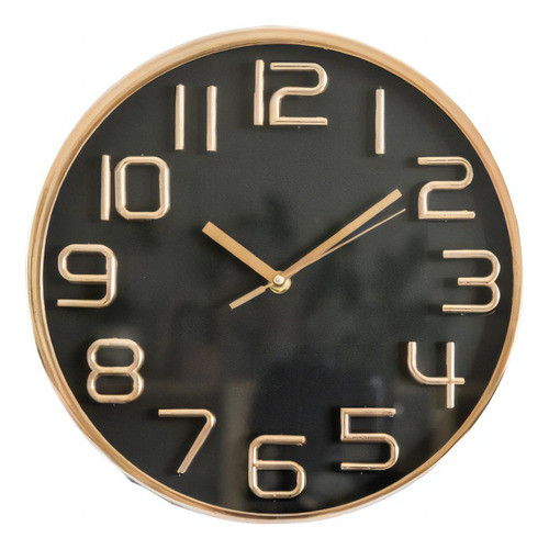 Reloj Pared Marco De Plastico Champagne 30cm Diam Color del fondo Negro